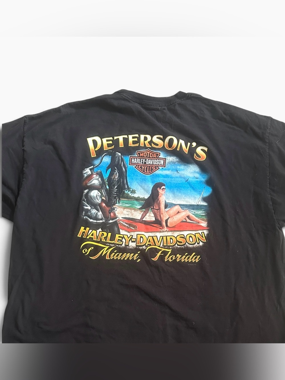 Harley Davidson Peterson’s Miami Florida Motorcycle Tee Shirt Mens 2XL